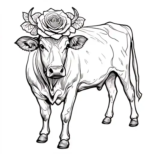 Western Cow Blended Into A Rose