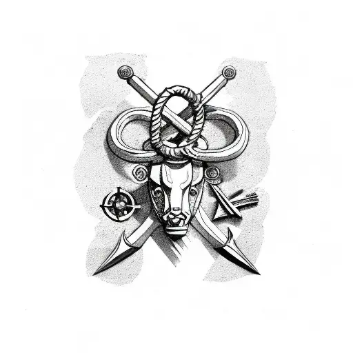 Taurus With Anchor And Compass