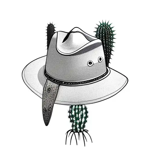 Cowboy Hat And Cactus In Background
