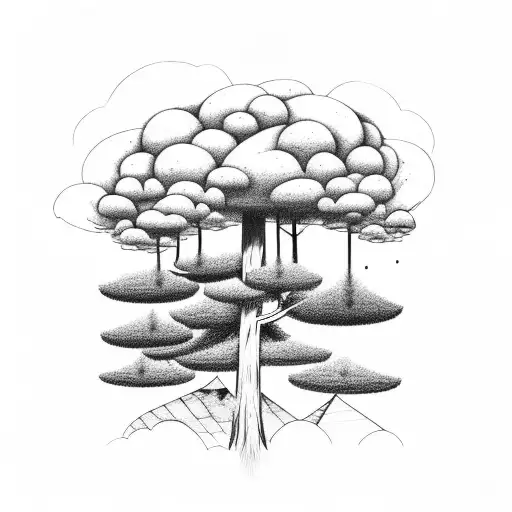 Rain Cloud With Cartoon Pine Tree Under It