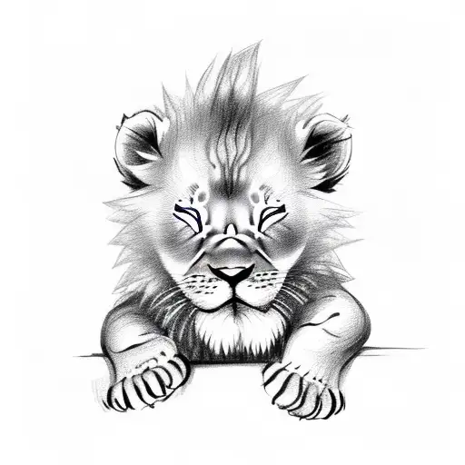 Cute Baby Sleeping Lion