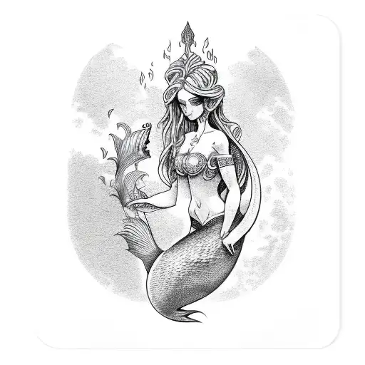 Mermaid In A Tarot Card Style