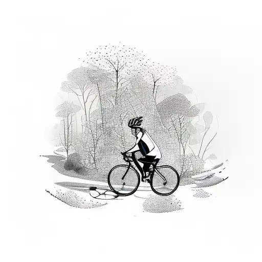 A Cyclist Riding Through A Forest With Vibrant Autumn Leaves