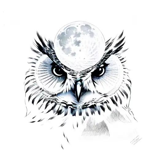 Owl And Moon And Clouds