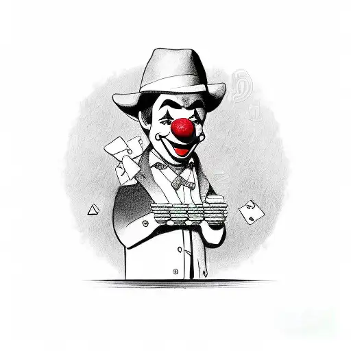 Poker Game Final Table With An Audience Card Dealer With A Clown Watching