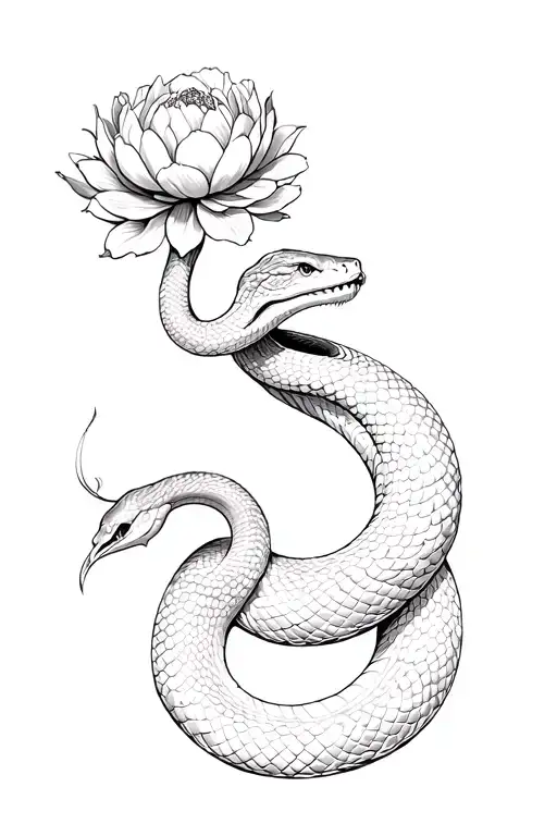 Snake Coming Out Of Peonia