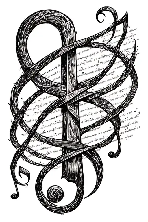 Music Notes And Lyrics Wrapped Around Cross