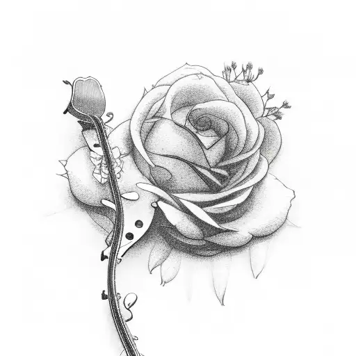 A Guitar Intertwined With Blooming Flowers