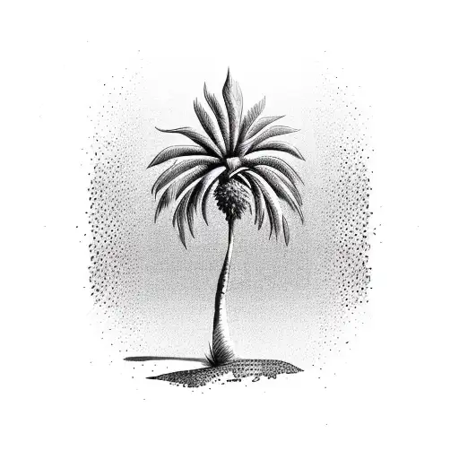 A Palm Tree With Intricate Dotwork Details