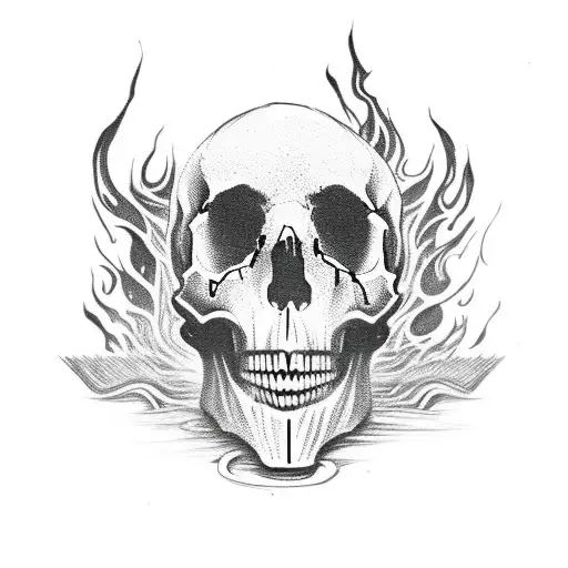A Skull Made Out Of Knives And Surrounded By Flames