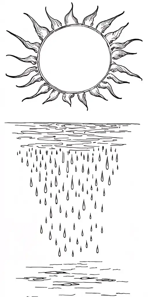 Sun With Rain Falling Off Of The Bottom
