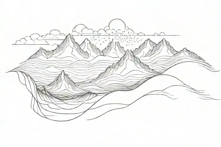 Waves And Mountains In A Straight Line