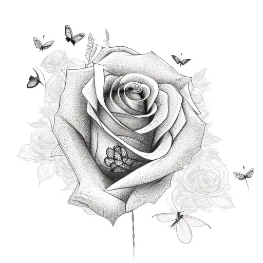 A Lace-inspired Rose Bouquet With Butterflies