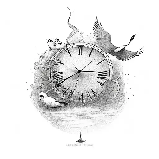 Dove Carrying A Clock