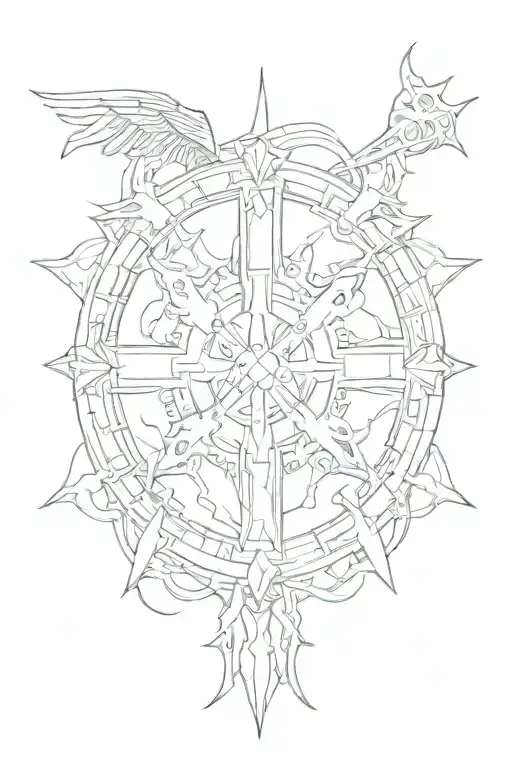 Satanic And Dclxvi Roman Numeral With Cross Surrounded