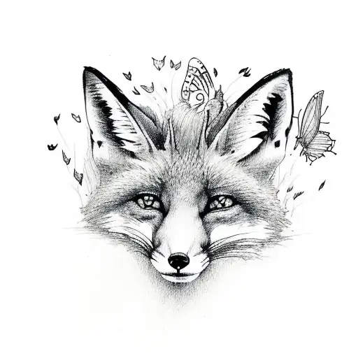 Fox With Butterfly