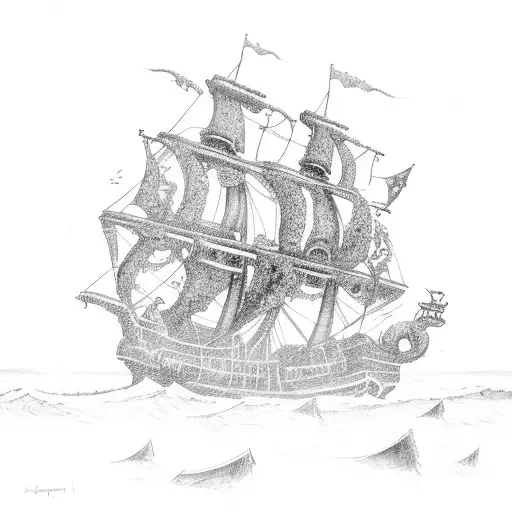Kraken Attacking A Pirate Ship