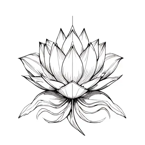 Schematic Of Steampunk Geometric Lotus Flower Blooming