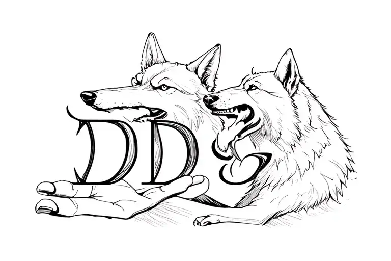 Initials Dg With An Wolf Eating The Initials On The Left Hand