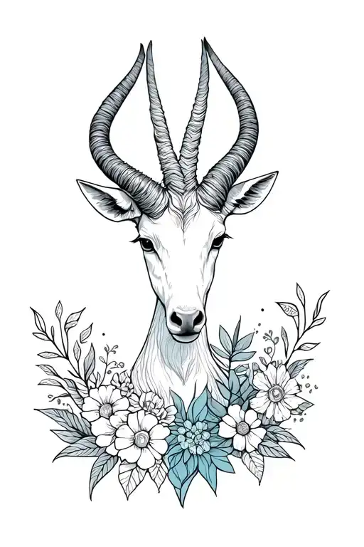 Capricorn Zodiac Sign With Flowers And Moon Elements In A Boho Style