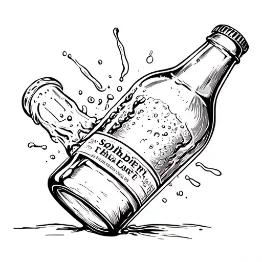 Light At The End Of A Beer Bottle Laying On Its Side With Beer Coming Out Of It For Sobriety Date