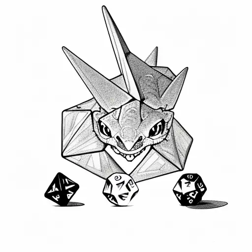 Toothless Night Fury Curled On Top Of A D20 Dice