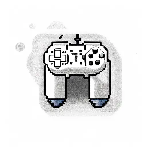 A Pixelated Video Game Controller Surrounded By Coffee Beans