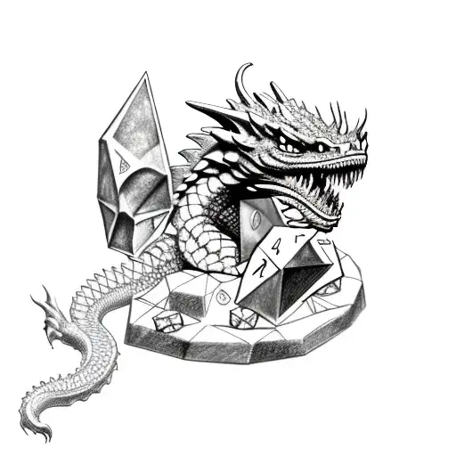 Parthurnaax Dragon Skyrim Curled On Top Of A D20 Dice