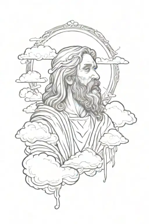 The Name Jesus With Clouds In The Background