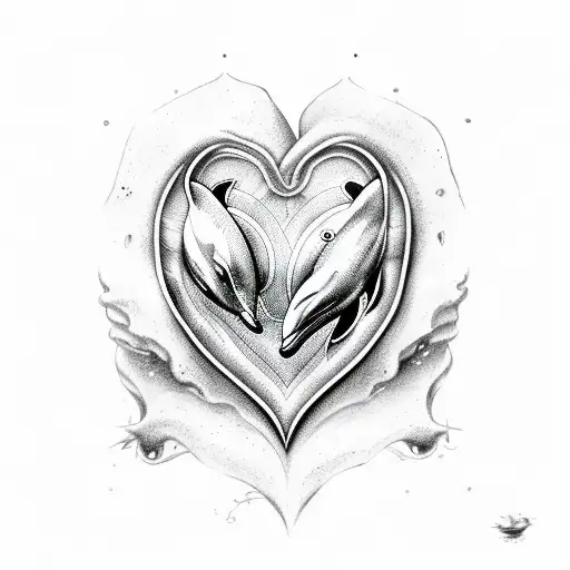 Dolphin Forming Heart Then Libra Zodiac Inside