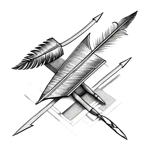 Mended Arrow With Feather