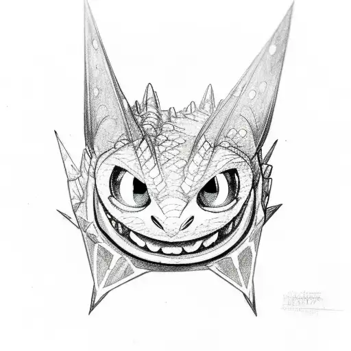 Toothless Night Fury Curled On Top Of A D20 Dice