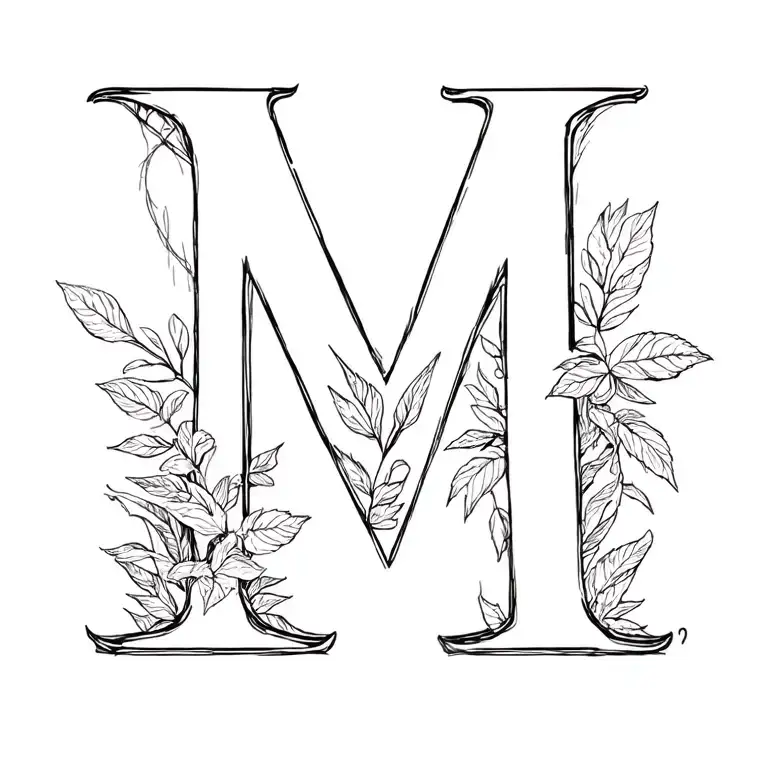 Letter M With Nature In Background
