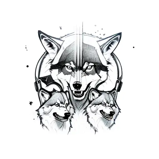 Harley Quinn Playing A Guitar With A Pack Of Wolves In The Background