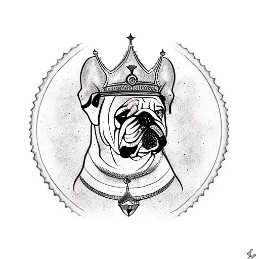 A Tattoo Of A Bulldog Wearing A Crown And Holding An Ace Of Spades