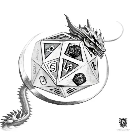 Parthurnaax Dragon Curled Over A D20 Dice