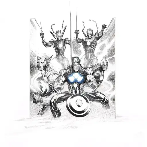 4 Avengers In Queen Ii Album Cover Configuration