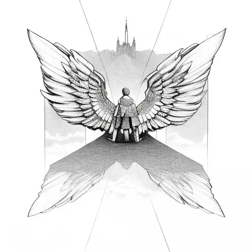 Wings With City On One Wing And Moutains On The Other