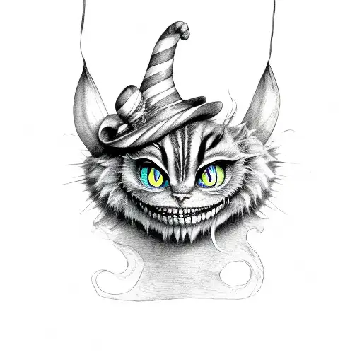 Cheshire Cat With Mad Hatter's Hat