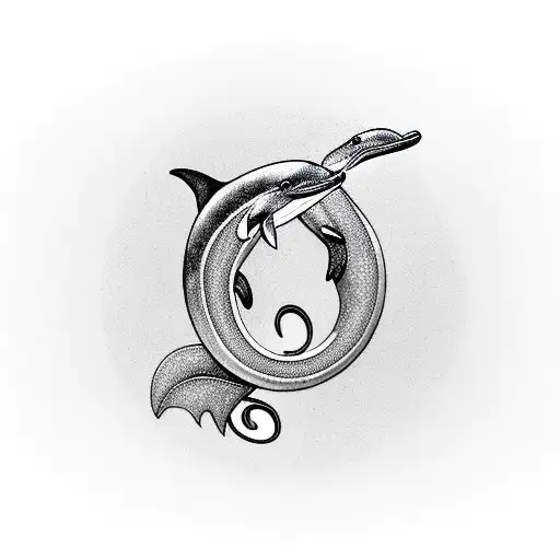A Dolphin Jumping Over A Treble Clef Symbol