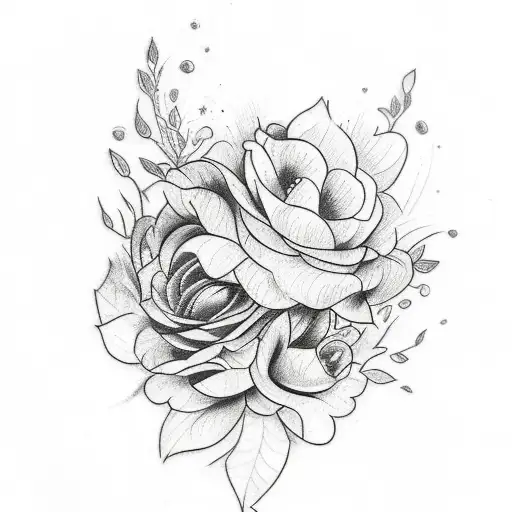 A Sketch-style Tattoo Of A Vintage Manual Lathe Integrated With Intricate Floral Elements