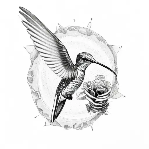 Skeleton Hummingbird Licking Blood Out Of A Organ Like Flower