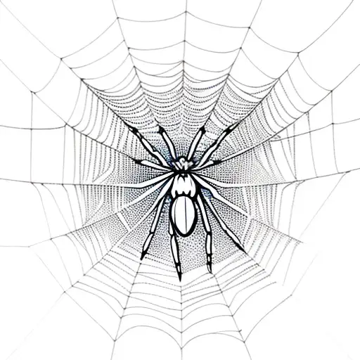 Spider Web With Spiders Hanging Down By Web