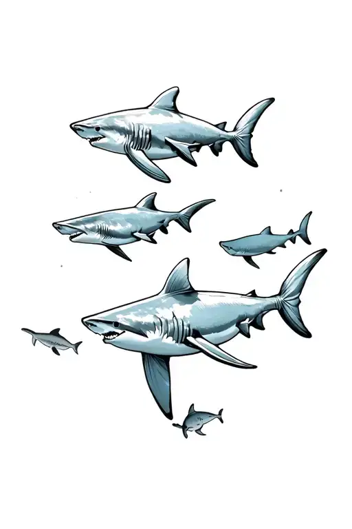 Sharks Swimming Underwater With Other Ocean Animals