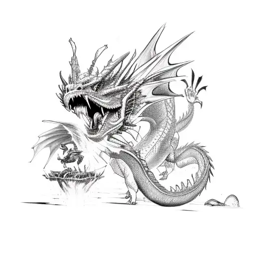 Dragon Fights A Big Crow