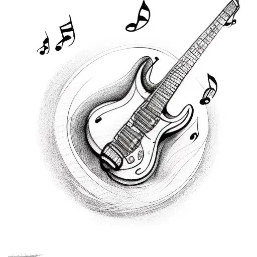 Guitar With A Musical Staff Around It