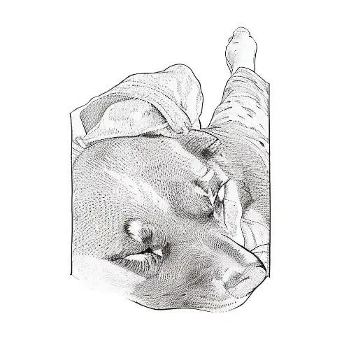 A Dog Sleeping On A Person's Leg