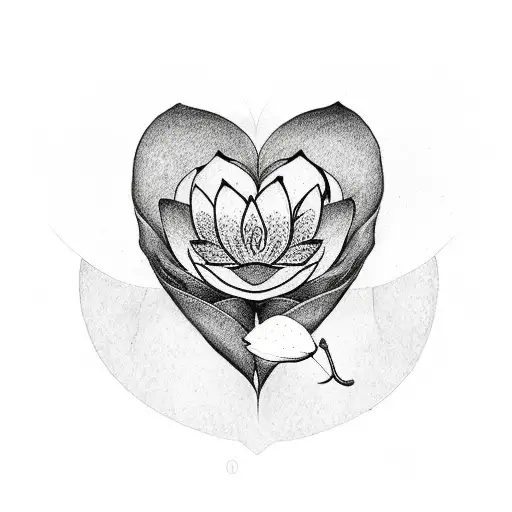 Cherry Blossoms And Lotus Wrap Around A Heart