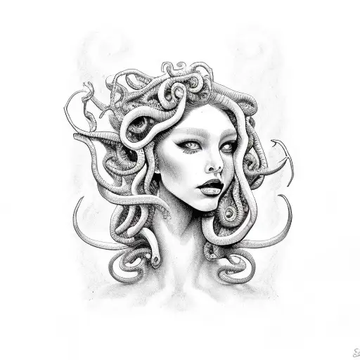 Medusa Mermaid In Red In