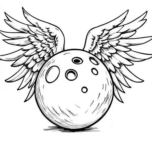 Red Bowling Ball With Angel Wings